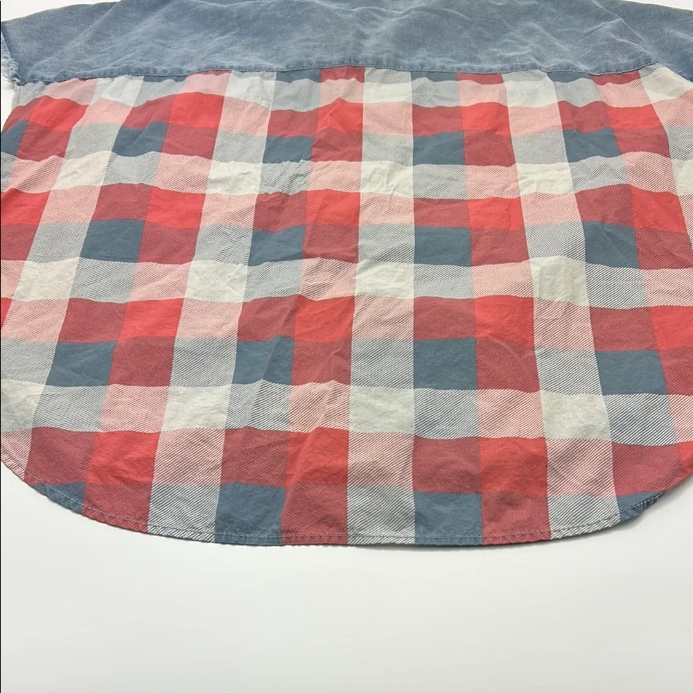 Cato Women's Boxy Shirt 22/24W Button Down Plaid Blue Red Dickie Sleeveless - Picture 11 of 12